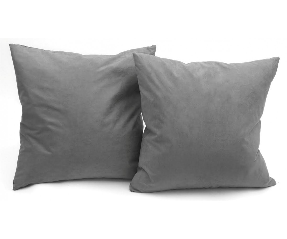 Microsuede Deco Pillow - 18x18 - Feather And Down Filled Pillows - Pack of 2 - Dark Grey