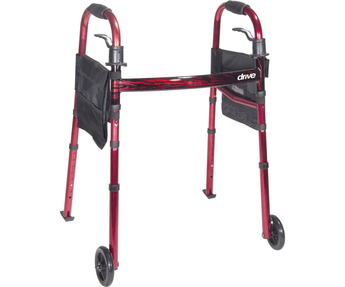 Deluxe Portable Folding Travel Walker with 5" Wheels and Fold up Legs