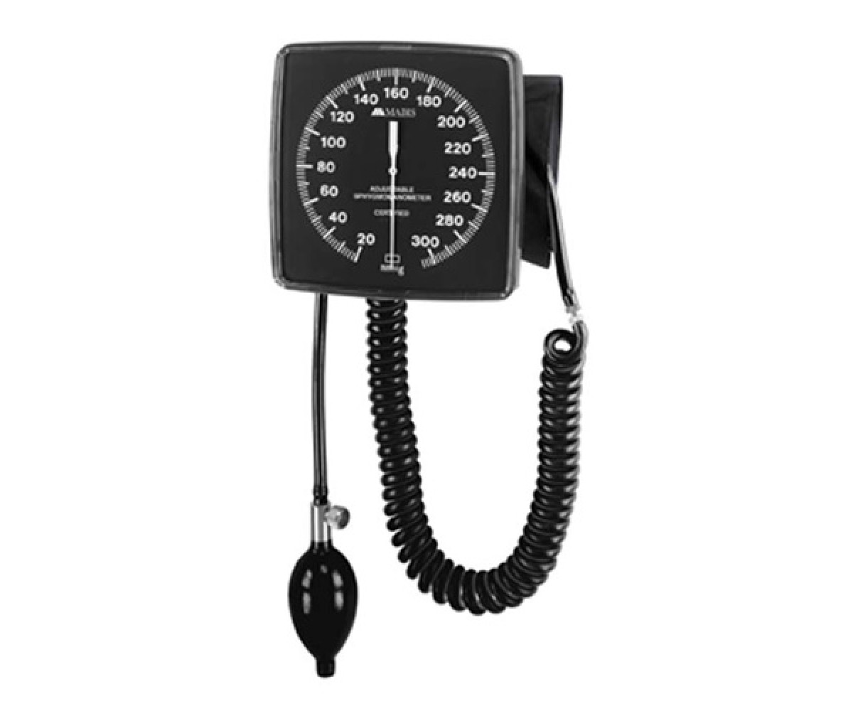 MABIS Legacy Latex-Free Adjustable Wall-Mounted Clock Aneroid Sphygmomanometer