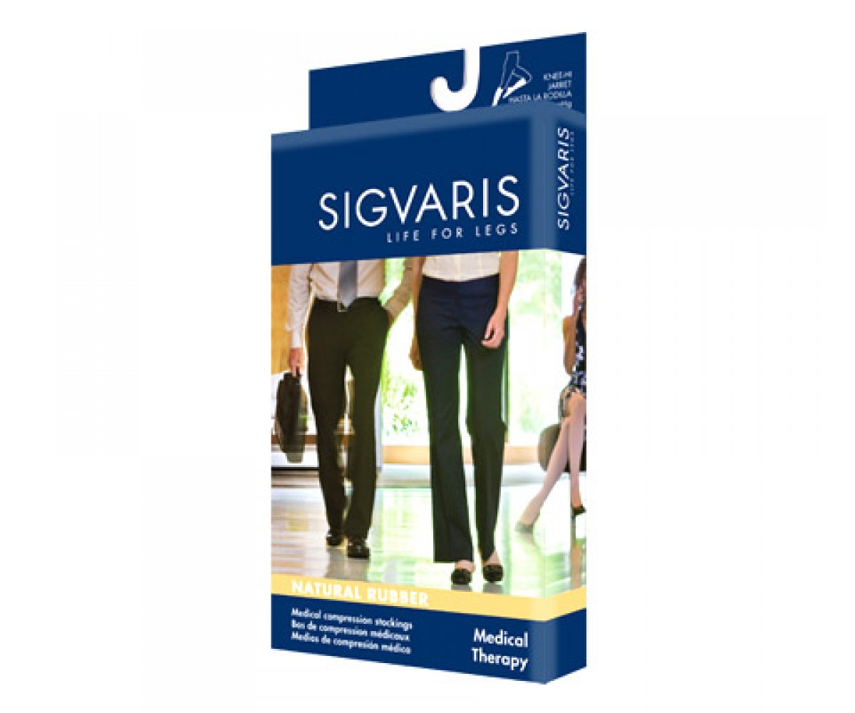 Sigvaris Natural Rubber Open Toe Unisex Thigh Highs With Grip Top