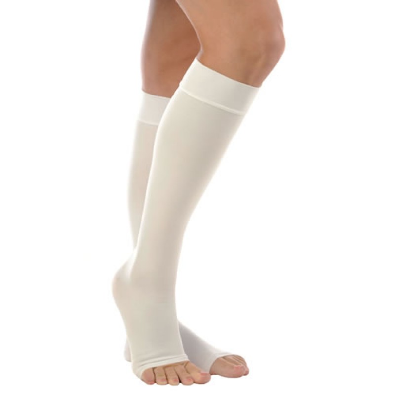 DeluxeComfort.com Anti-Embolism Knee High 18mm Open Toe, White