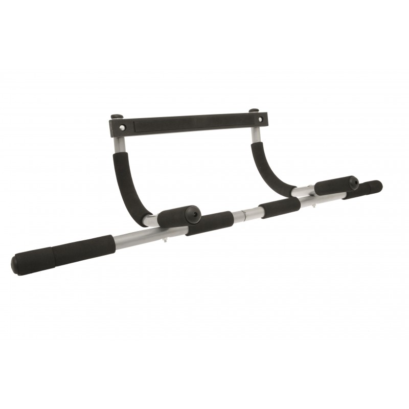 DeluxeComfort Portable Upper Body Workout Doorway Iron Pull Up Bar Professional Grade Iron Training Bar Supports Up To 300 lbs. Fits Doorways 24 To 36 Wide Non Slip Comfort Grips