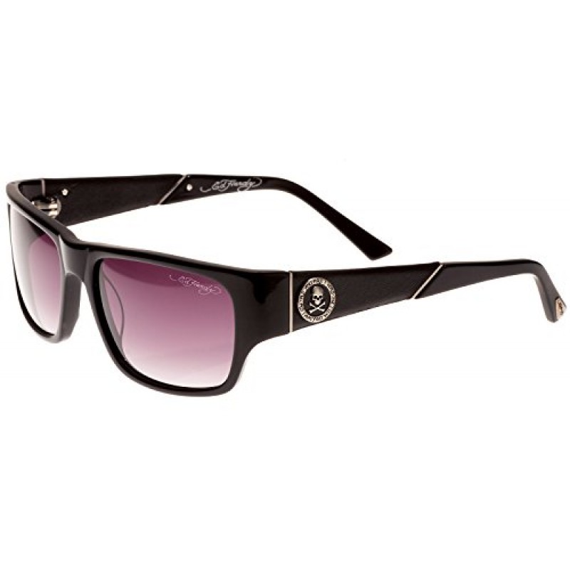 DeluxeComfort Ed Hardy Skull Crossbones Sunglasses Black Grey Gradient 56 17 135
