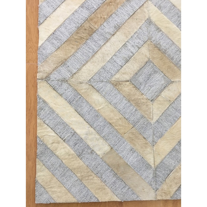 Handmade Jacquard Leather Gray / Ivory Rug 6x9 JAK109