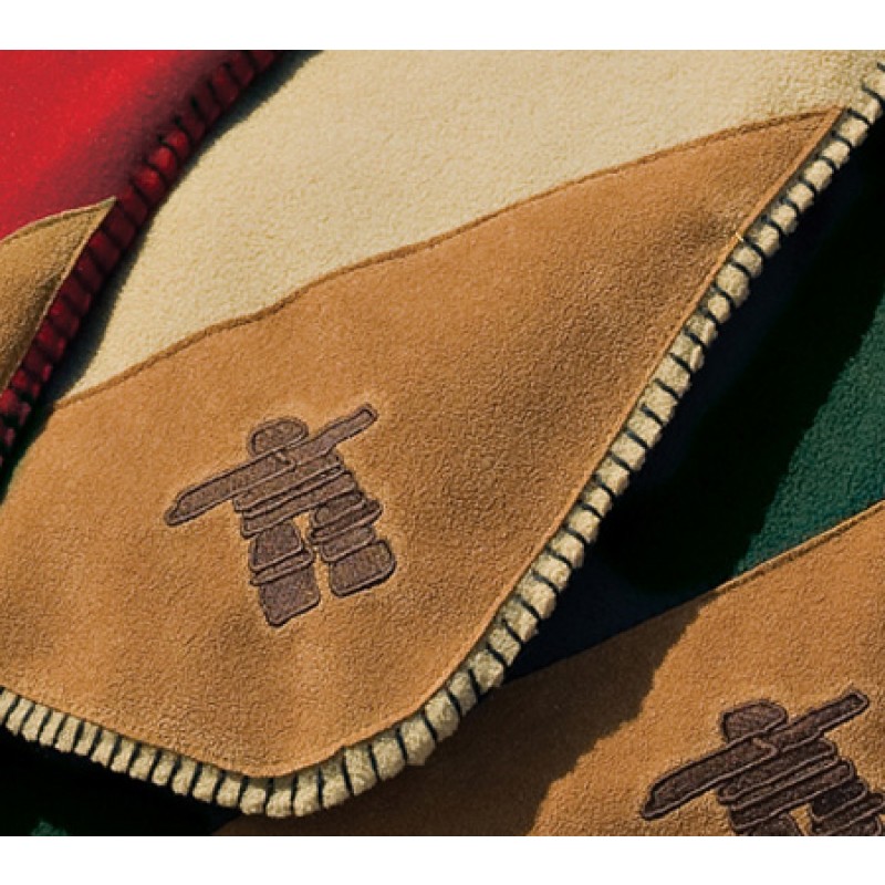 ECO Fleece Blanket with embroidered Inukshuk Black