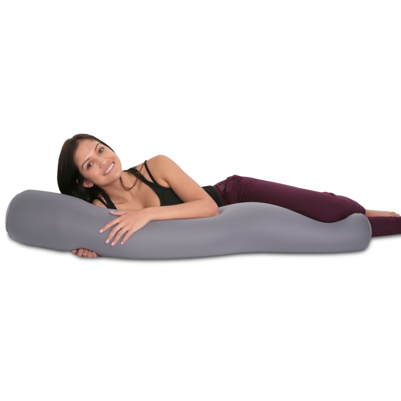 Deluxe Comfort Microbead Body Pillow - 47" X 7" Mooshi Squishy Soft Pillow For Prenatal, Pregnancy, Neck Support (Dark Blue)