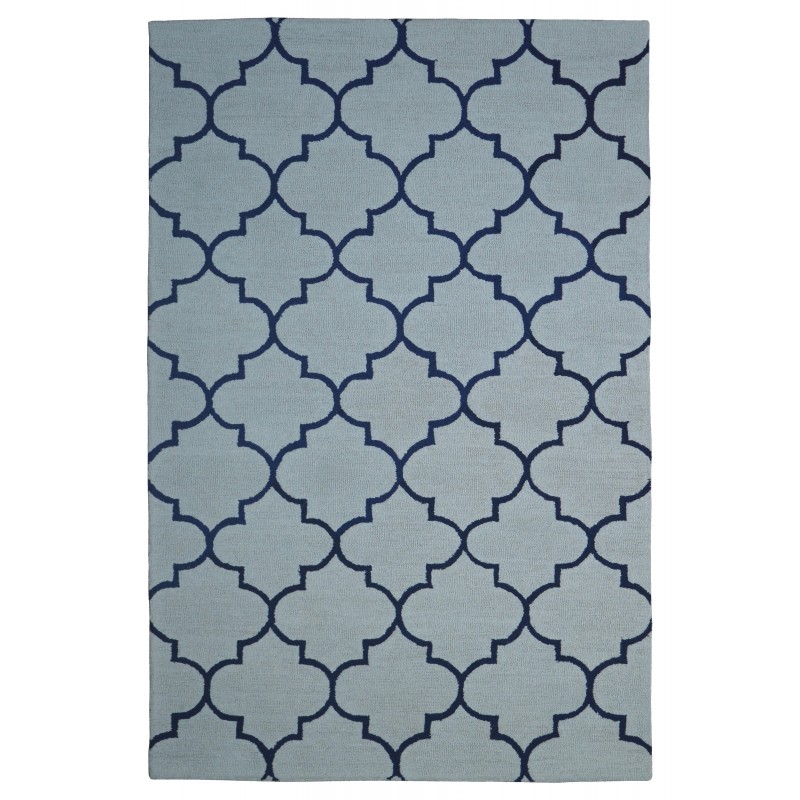 Handmade Wool Modern L.Blue/ Navy Blue 5' x 8' lt1311