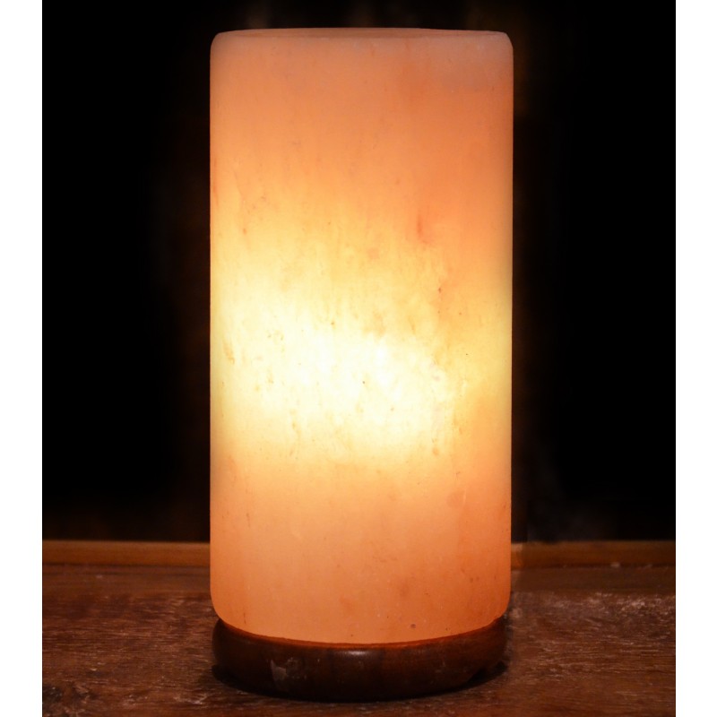 Natural Salt Lamp cylinder lamp include wooden base.- Himalayan Natural Crystal Salt Lamp with ...