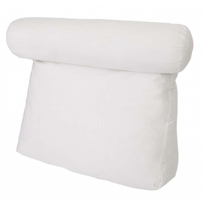 Deluxe Comfort Relax In Bed Pillow - Therapeutic Back  Pillow - Poly-Fiber Foam With Built-In Neck Roll - Reading and Bed Rest  Lounger - Bed Pillow, White