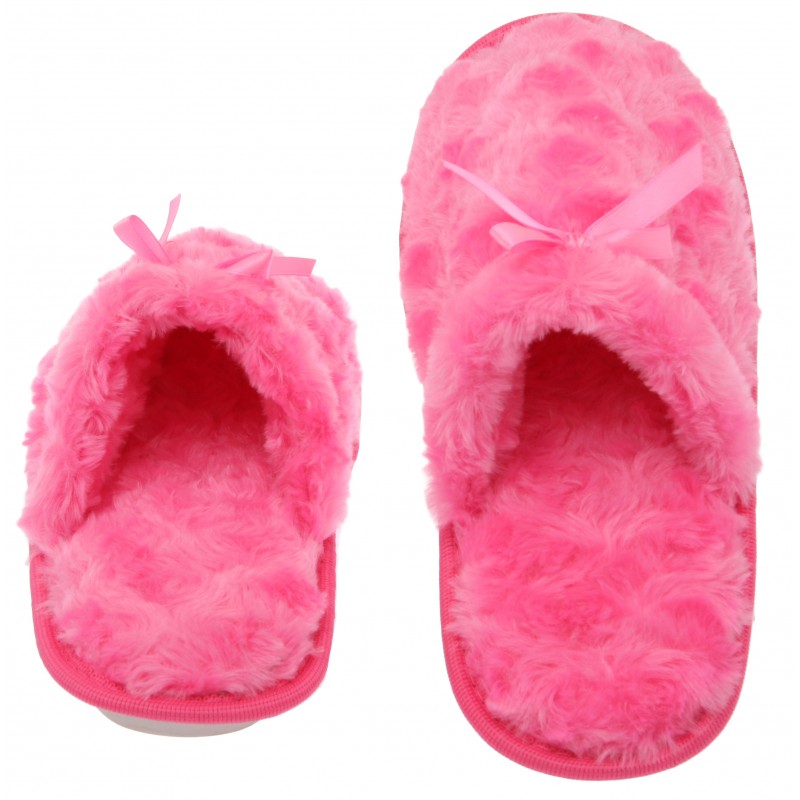 Womens Fuzzy Fleece Slip On Memory Foam House Slippers