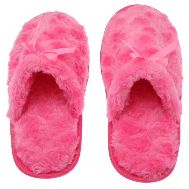Womens Fuzzy Fleece Slip On Memory Foam House Slippers