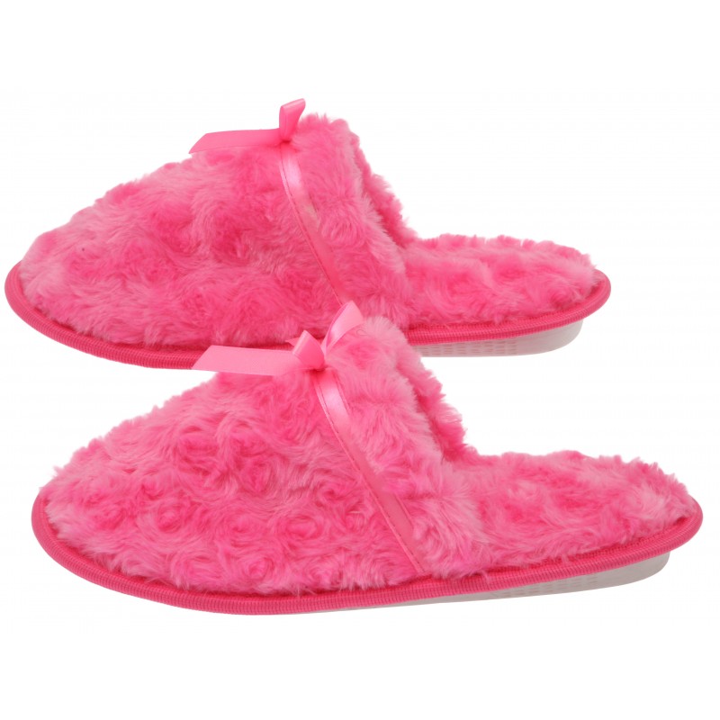 Womens Fuzzy Fleece Slip-On Memory Foam House Slippers,  Size 7-8 - Warm Fluffy Fleece - Cute Teen Pajama Accessory - Soft, Gripping  Non-Slip Durable Rubber Sole - Womens Slippers, Hot Pink