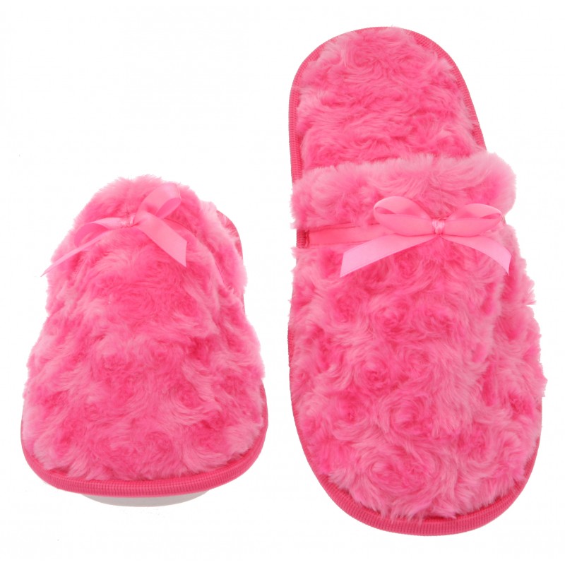Womens Fuzzy Fleece Slip On Memory Foam House Slippers