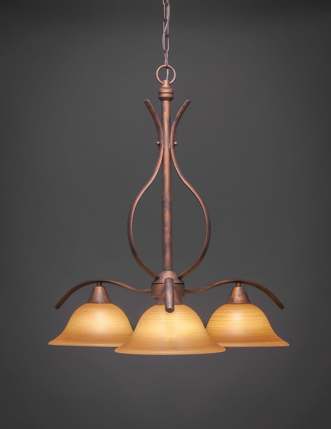 Swoop 3 Light Chandelier Shown In Bronze Finish With