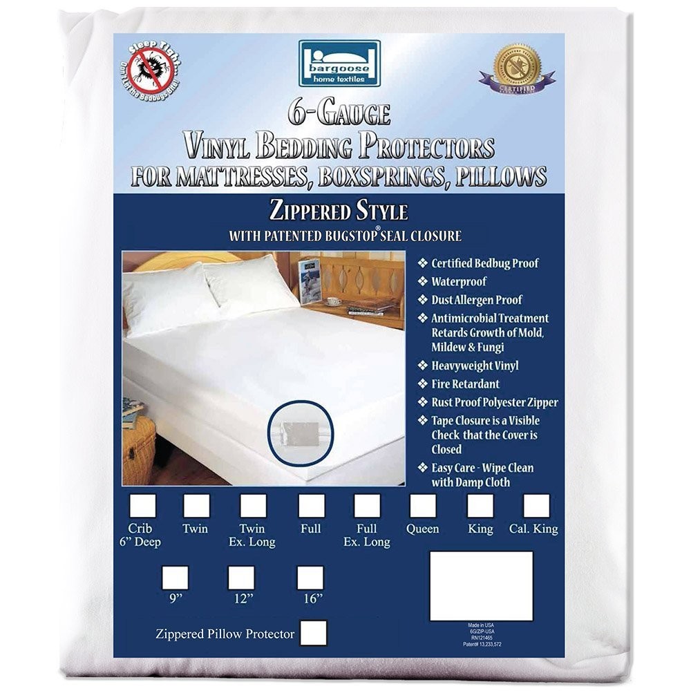 6 gauge vinyl zippered twin size mattress cover, 9inch deep
