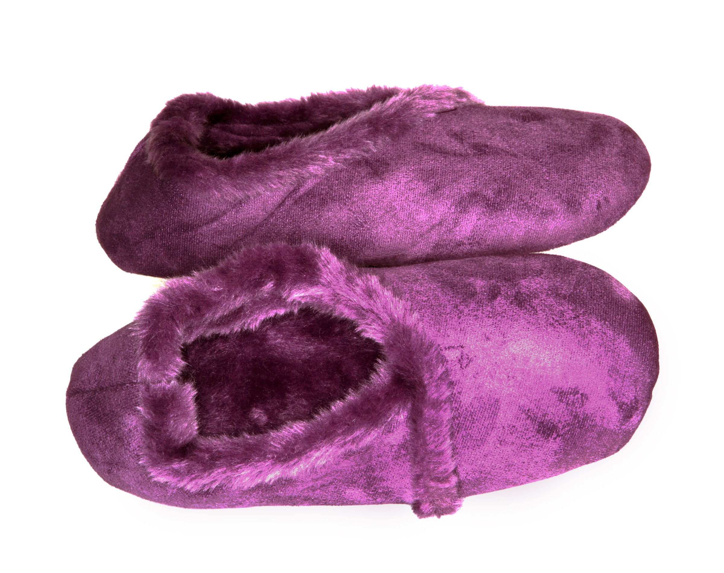 purple fur slippers