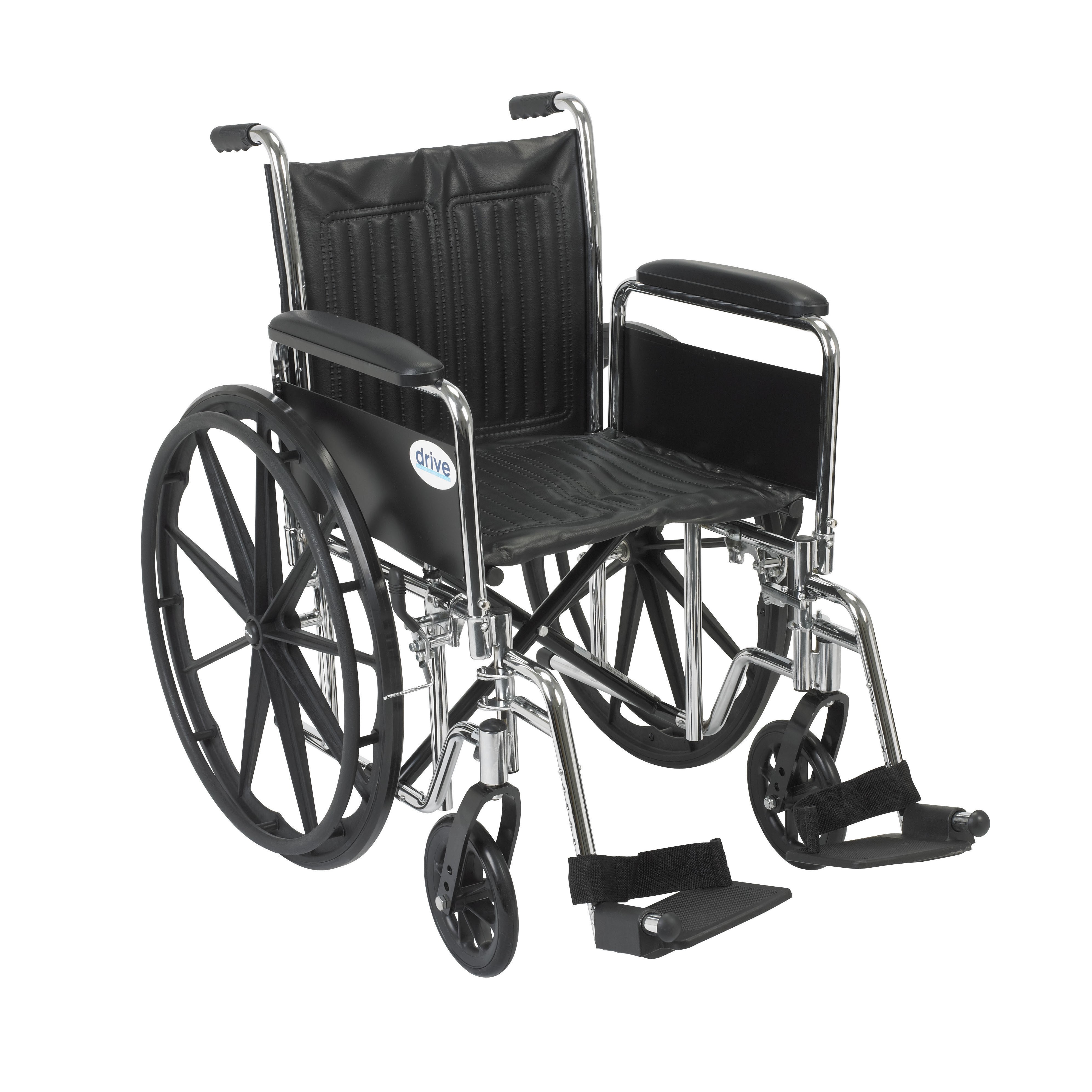 Chrome Sport Wheelchair with Detachable Full Arms and
