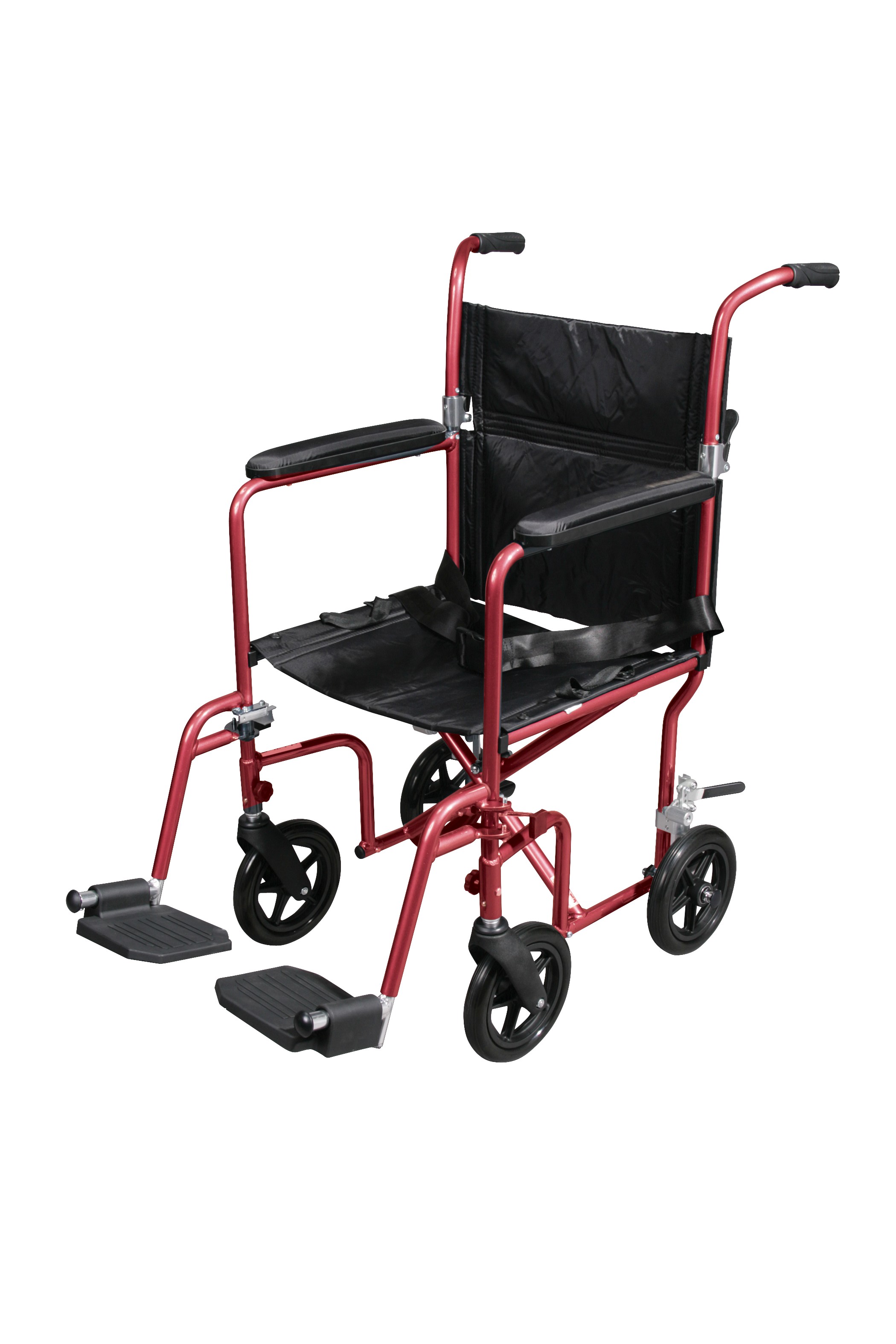 Flyweight Lightweight Red Transport Wheelchair with