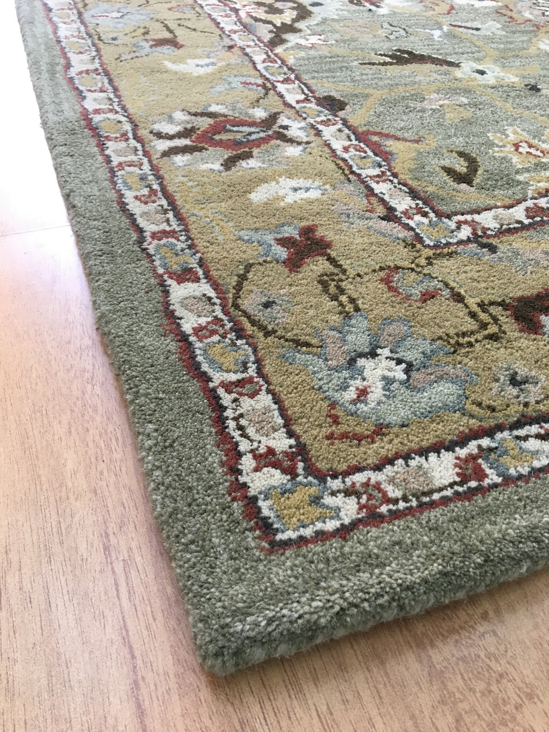Handmade Wool Persian Green/ Brown 5' x 8' lt1009