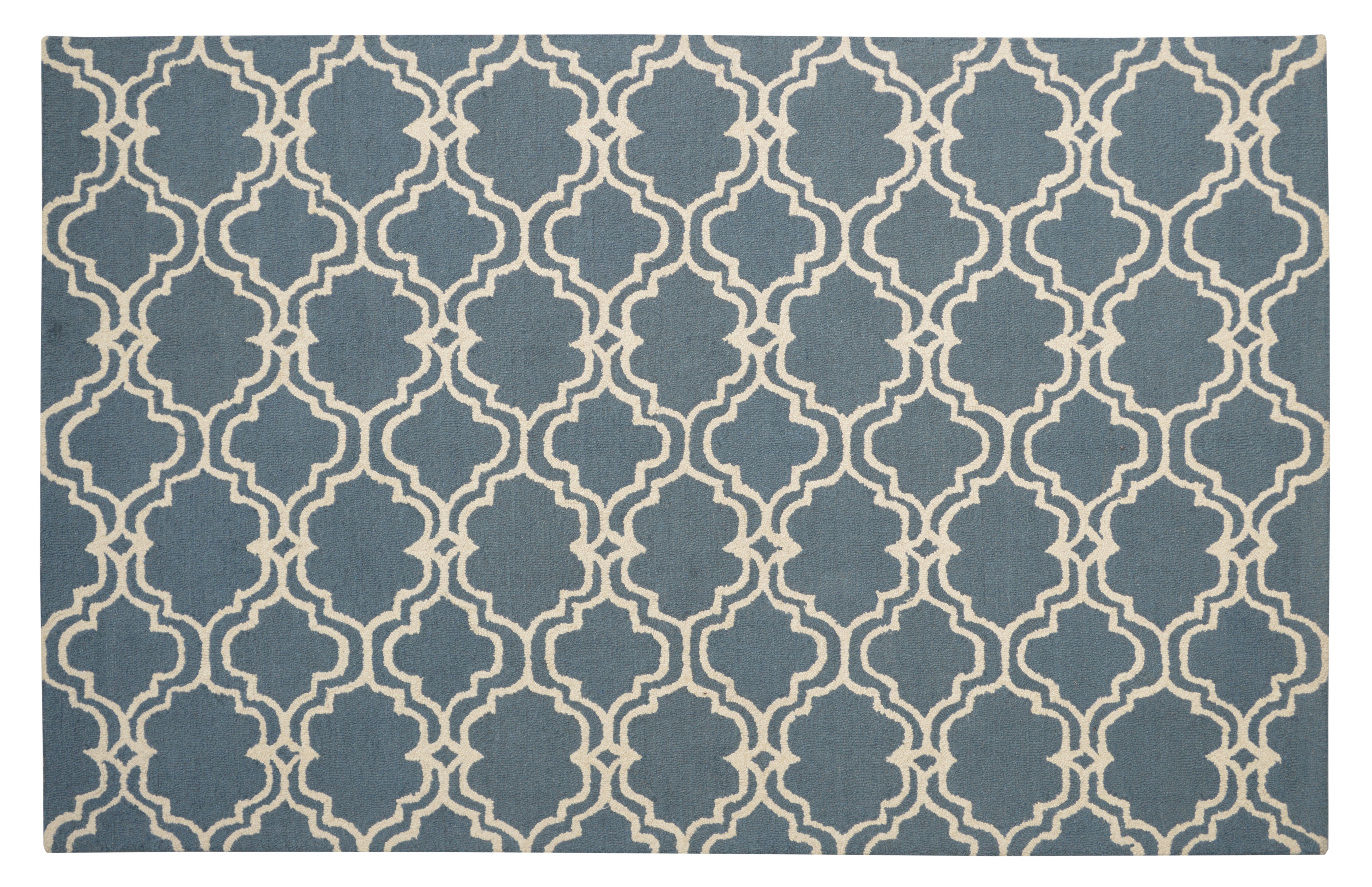 Moroccan Trellis Scroll Tile Charcoal Blue Rug 5' x 8'