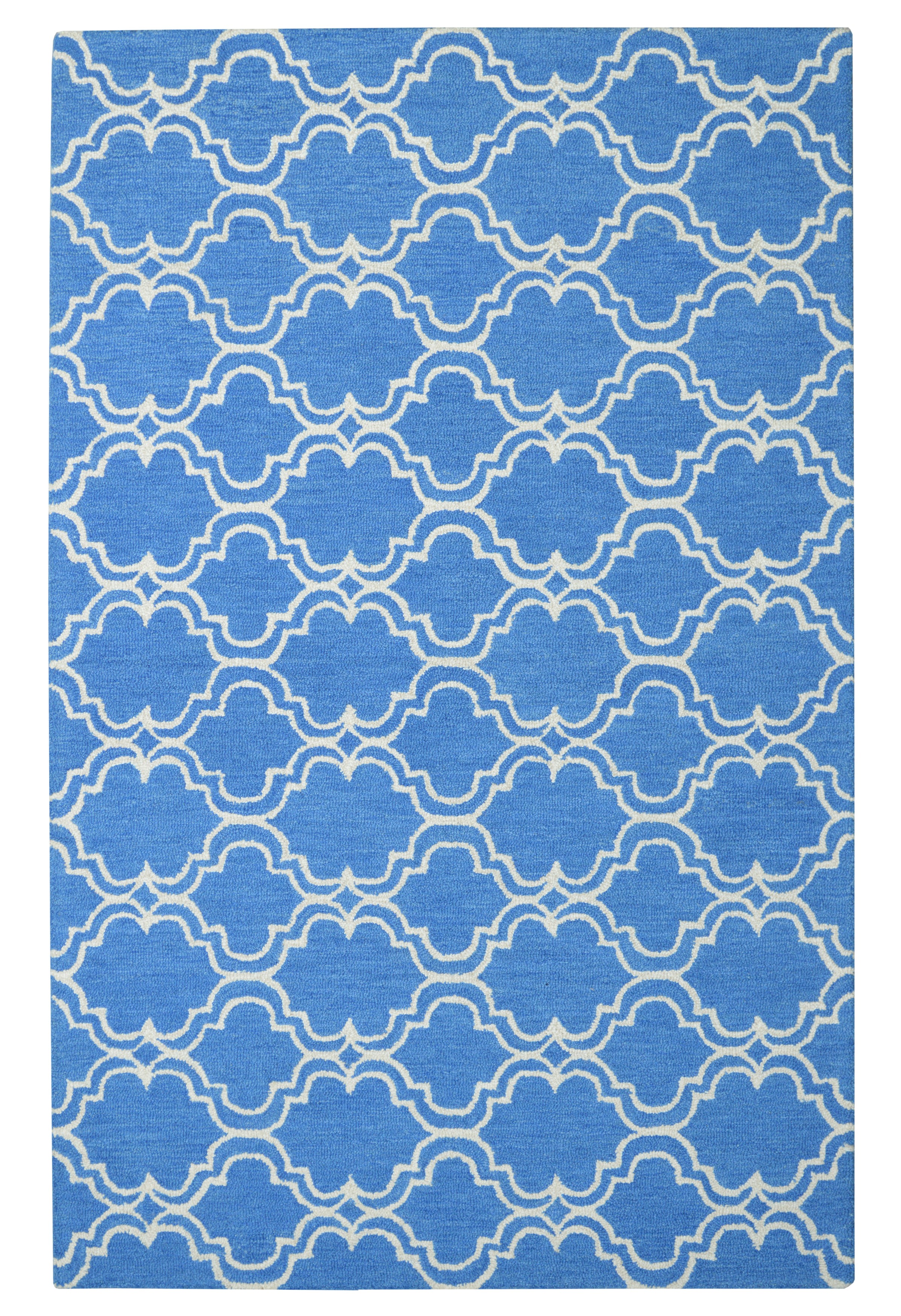 DeluxeComfort.com Moroccan Trellis Scroll Tile Royal Blue Rug 5' x 8'