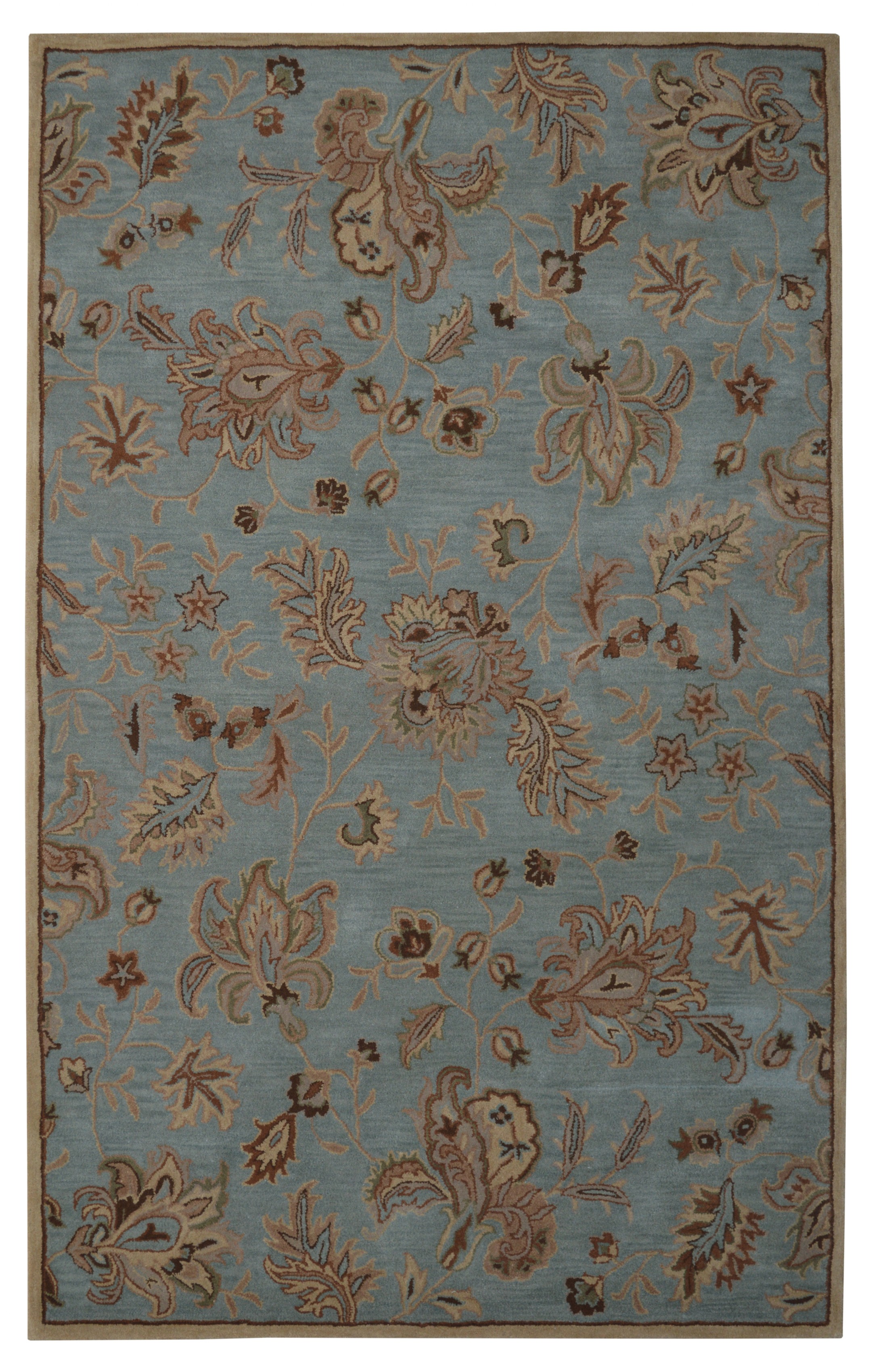 Floral Persian Hand Tufted 1079 light Blue Rug 5' x 8'
