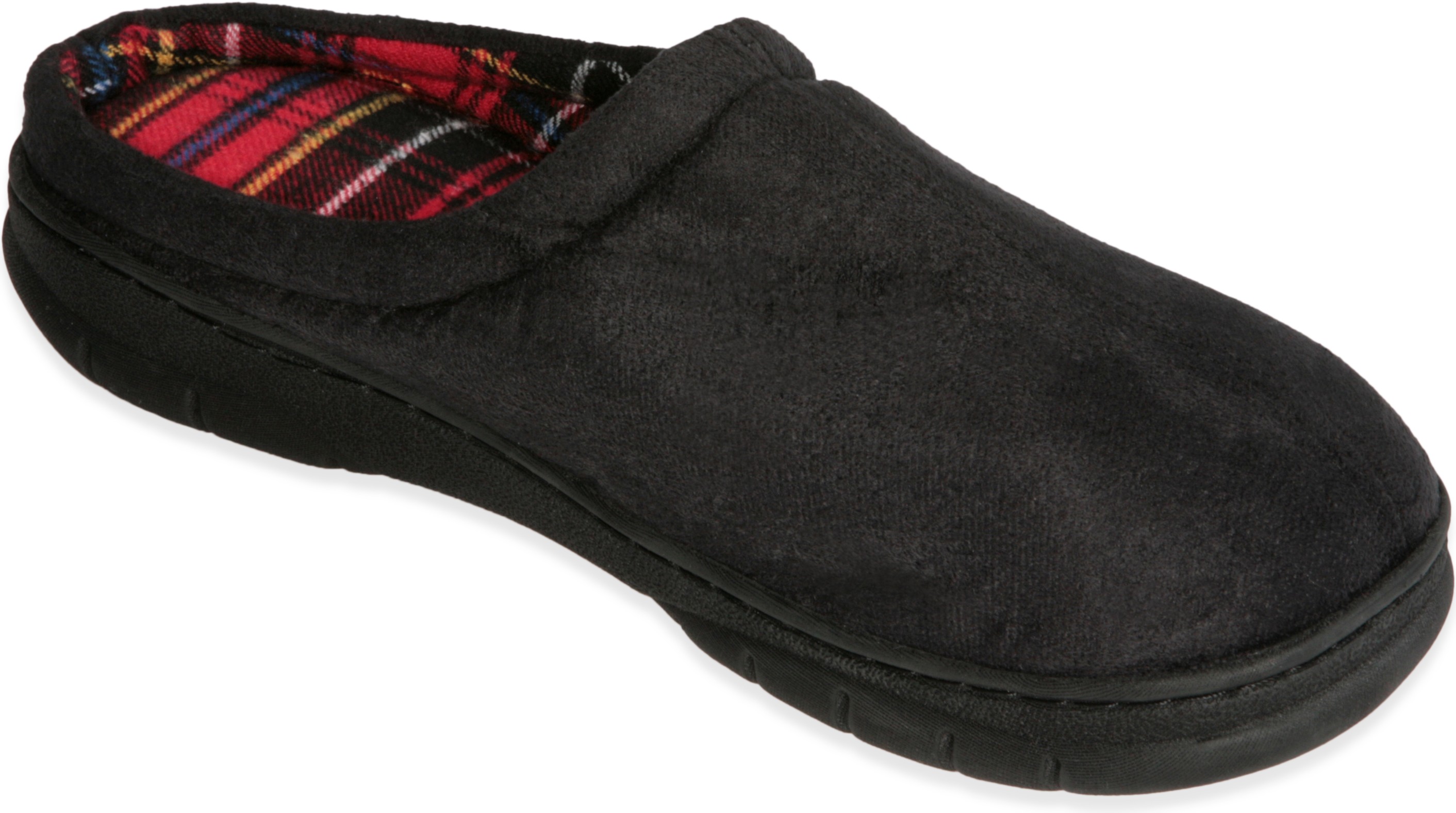 DeluxeComfort.com Deluxe Comfort Mens Memory Foam Slipper, Size 13-14 - Suede Vamp Checkered Lining - Foam - Strong TPR Outsole - Mens Slippers, Black