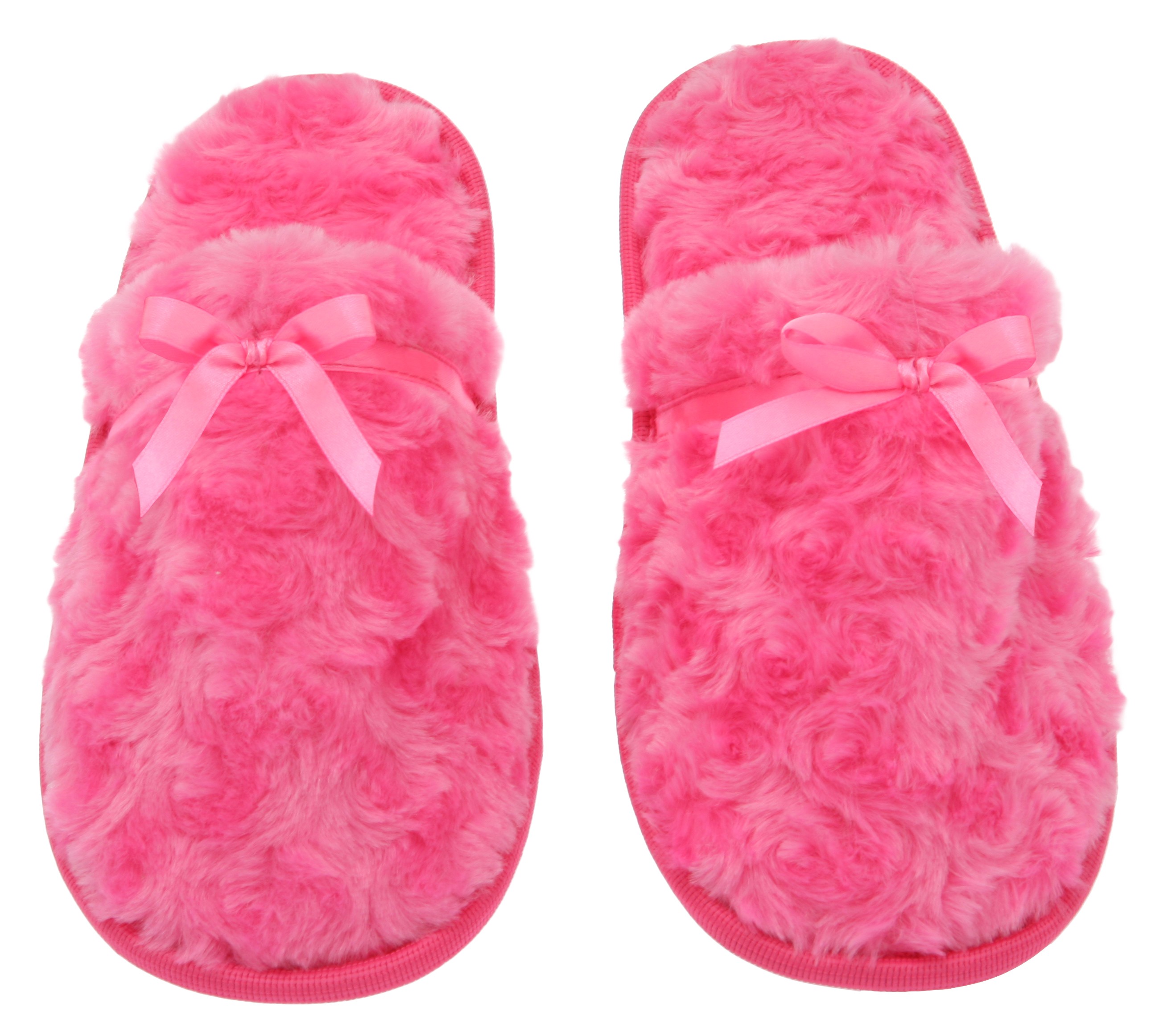 Womens Fuzzy Fleece Slip-On Memory Foam House Slippers,  Size 7-8 - Warm Fluffy Fleece - Cute Teen Pajama Accessory - Soft, Gripping  Non-Slip Durable Rubber Sole - Womens Slippers, Hot Pink