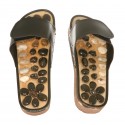 Deluxe Comfort Womens Natural Gem Stone Reflexology Sandals, Size 6 - Stunning Gem Stone And Bamboo - Memory Foam Sole - Stimulating & Detoxifying Massage - Foot Massager Sandals, Black