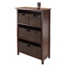 Winsome Granville 5 Piece Storage Shelf with 4 Foldable Baskets - Antique Walnut