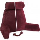 Husband Pillow, Aspen Edition - Arizona Maroon Big Support Bed Backrest Reversable MicroSuede/MicroFiber Reading Pillow