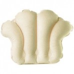 Deluxe Comfort Terry Bath Pillow - Spa Quality Terry Cloth - Easily Inflatable With Secure Suctioncups - Hot Tub And Jacuzzi Safe - Bath Pillow, Beige