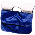 Arm Chair Caddy With Navy Rip-Stop & Imitation Sheepskin - L 14" x H .25" x W 10"