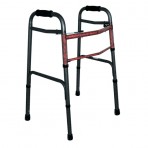 DMI Two-Button Release Aluminum Folding Walker With Rubber Tips, Black