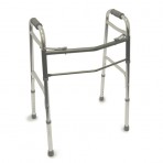 DMI Two-Button Release Aluminum Folding Walker With Rubber Tips, Silver