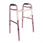 DMI Two-Button Release Aluminum Folding Walker With Rubber Tips, Pink
