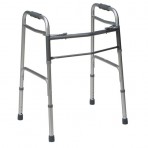 DMI Bariatric Two-Button Release Aluminum Folding Walker With Rubber Tips, Silver