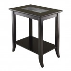 Winsome Wood 92419 Genoa Rectangular Glass Top End Table with Shelf
