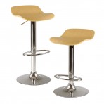 Winsome Wood Kallie Air Lift Adjustable Bar Stool (Set of 2) - 93889 ,Natural / Metal