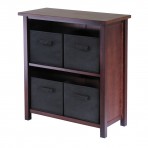 Winsome Wood Verona 2-Section M Storage Shelf - 94271 ,Antique Walnut/Black