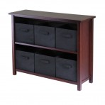 Winsome Wood Verona 2-Section W Storage Shelf - 94291 ,Antique Walnut/Black