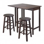 Winsome Wood 94394 Lynnwood Drop Leaf Island Table with Two Square Leg Stools