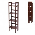 Winsome Wood 14in. Tier Folding Shelf Bookcase - 94852 ,Antique Walnut