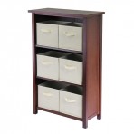 Winsome Wood Verona 3-Section M Storage Shelf - 94881 ,Antique Walnut/Beige