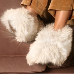 Deluxe Comfort Womens Alpaca Fur Slippers, Small - Luxurious - Super Warm - Great Gift - Womens Slippers, White