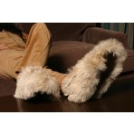 Deluxe Comfort Womens Alpaca Fur Slippers, Small - Luxurious - Super Warm - Great Gift - Womens Slippers, Light Brown