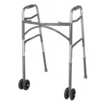 Double Button Bariatric Adult Folding Walker w/Wheels