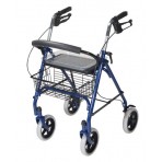 4 Wheel Steel Rollator w/8 Casters & Basket-Loop-Red