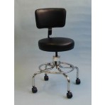 Classic Doctors Stool W/ Back W/ Foot Ring & Casters