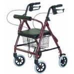 Bariatric 4-Whl Rollator Hemi Burgundy Imperial 500# Wt Cap